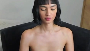 Skinny Transgirl With small love muffins And Tattoos Tugs Her penis