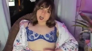 skinny American Trans girl With diminutive breasts Strokes Her knob On web camera
