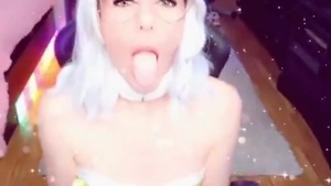 White Haired Canandian tranny In High Heels And stockings Wanks On webcam