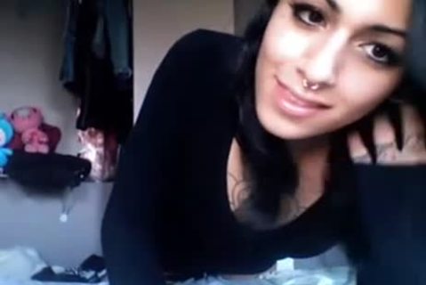 teen brunette Tangel strokes Off her tiny Prick On cam